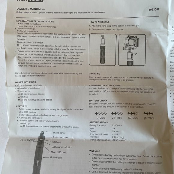 *New* Nexxtech Compact Hand Grip w/ Power Bank for camera - Picture 5 of 5